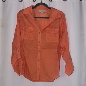 LOFT Women's Peach Button-Down Shirt